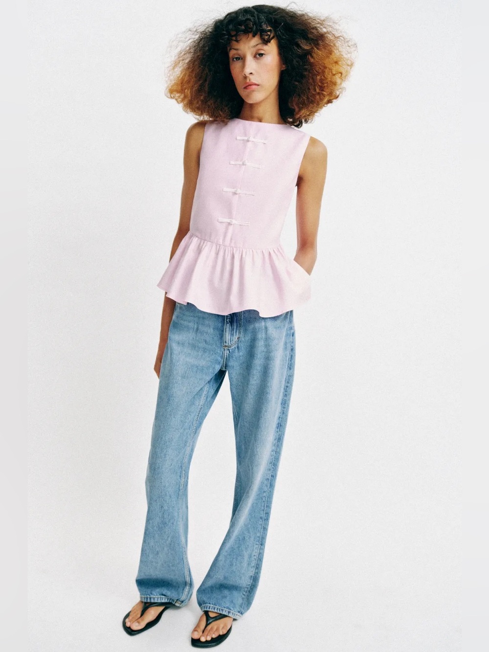 ZARA PEPLUM TOP WITH FROG CLASPS